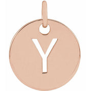 14K Rose Initial Y Pendant