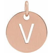 18K Rose Gold-Plated Sterling Silver Initial V Pendant
