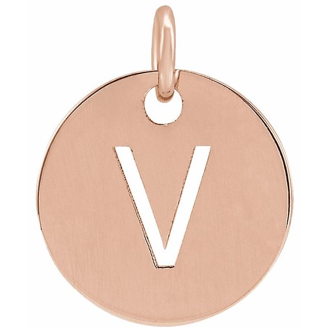 18K Rose Gold-Plated Sterling Silver Initial V Pendant