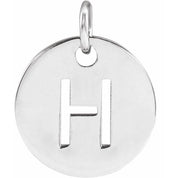 14K White Initial H Pendant