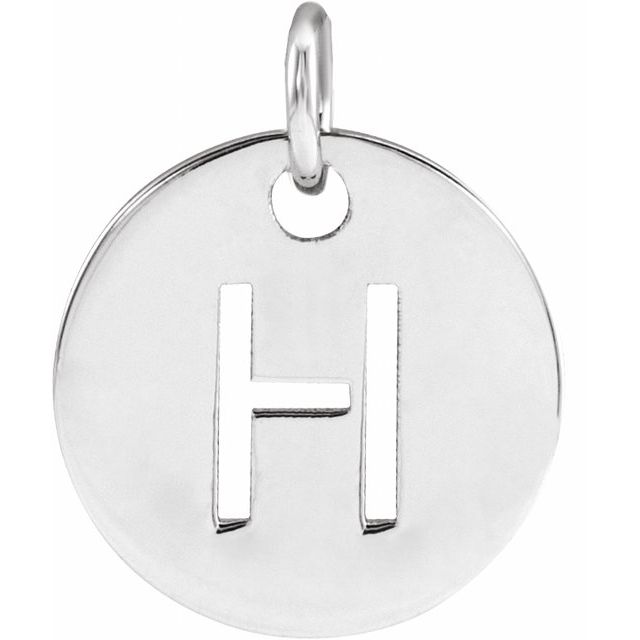 14K White Initial H Pendant
