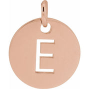 14K Rose Initial E Pendant
