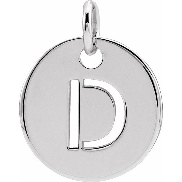 14K White Initial D Pendant