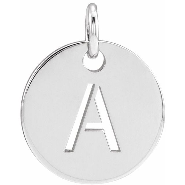 14K White Initial A Pendant