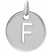 14K White Initial F Pendant