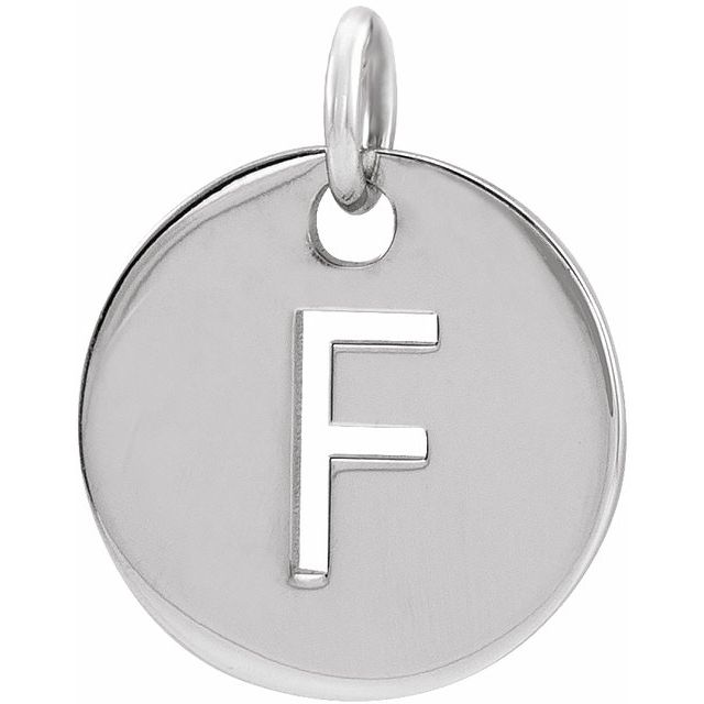 14K White Initial F Pendant