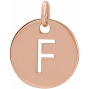 14K Rose Initial F Pendant