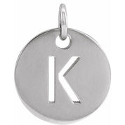 14K White Initial K Pendant