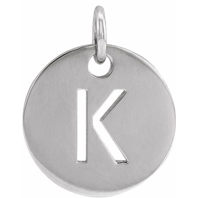 14K White Initial K Pendant