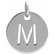 14K White Initial M Pendant
