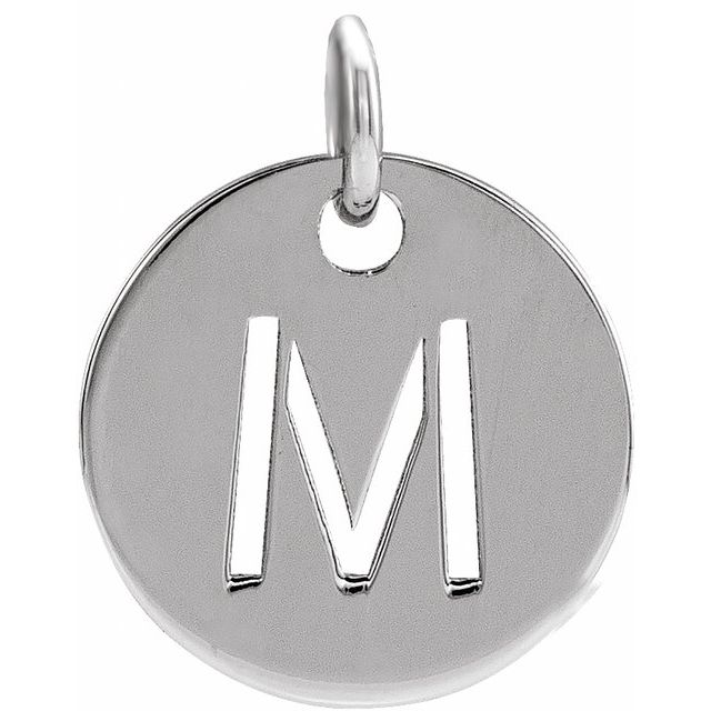14K White Initial M Pendant
