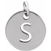14K White Initial S Pendant