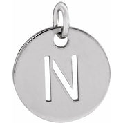 14K White Initial N Pendant