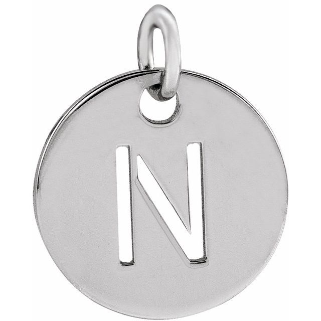 14K White Initial N Pendant