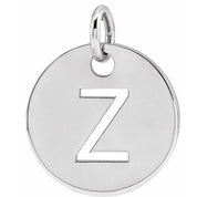 14K White Initial Z Pendant