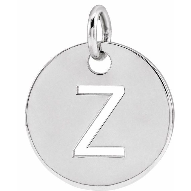14K White Initial Z Pendant