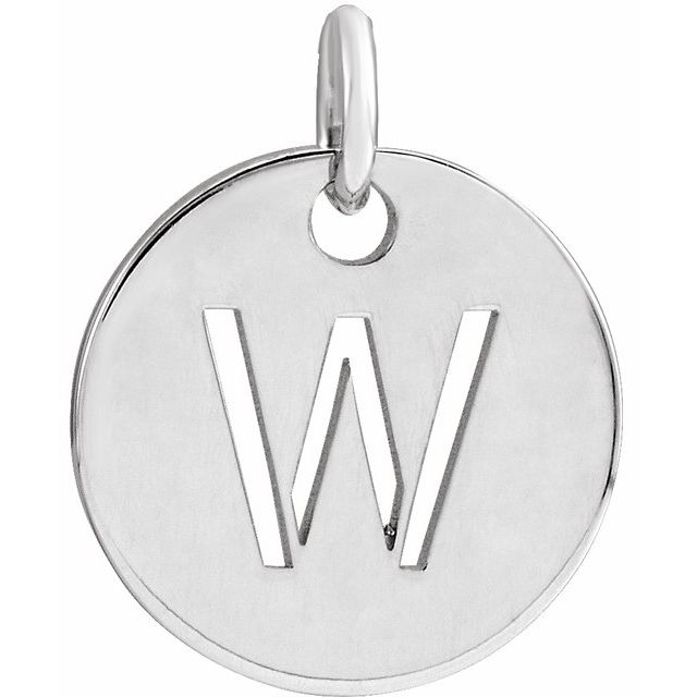 14K White Initial W Pendant