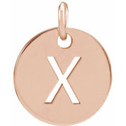 14K Rose Initial X Pendant