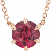 14K Rose Lab-Grown Ruby Solitaire 18" Necklace