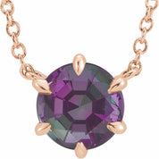 14K Rose Lab-Grown Alexandrite Solitaire 18" Necklace