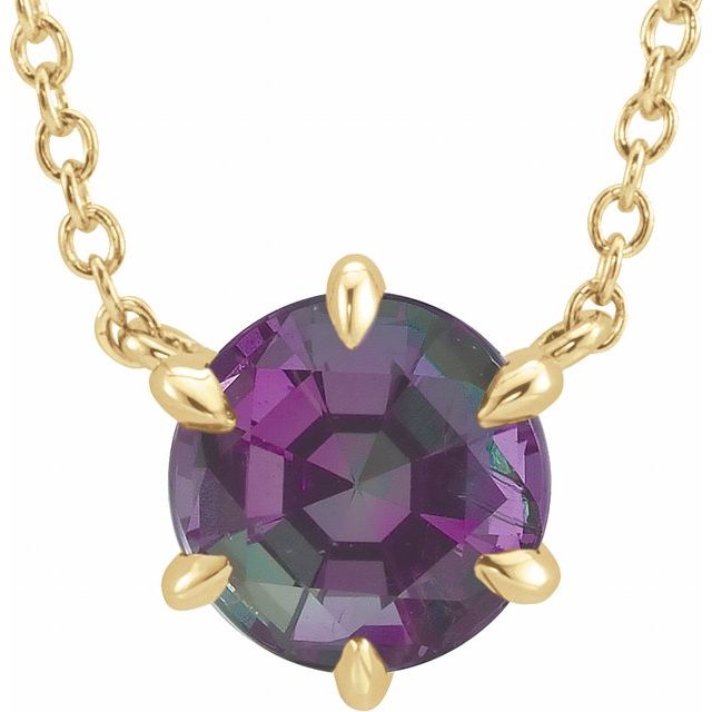 14K Yellow Lab-Grown Alexandrite Solitaire 18" Necklace