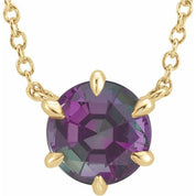 14K Yellow Lab-Grown Alexandrite Solitaire 16" Necklace