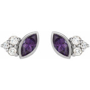 Sterling Silver Lab-Grown Alexandrite & .05 CTW Natural Diamond Earrings