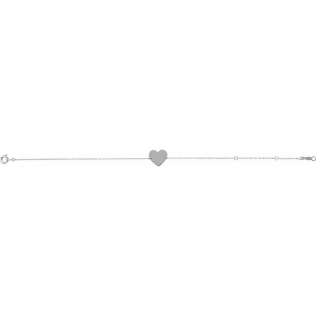 Sterling Silver Engravable Heart 7-8" Bracelet