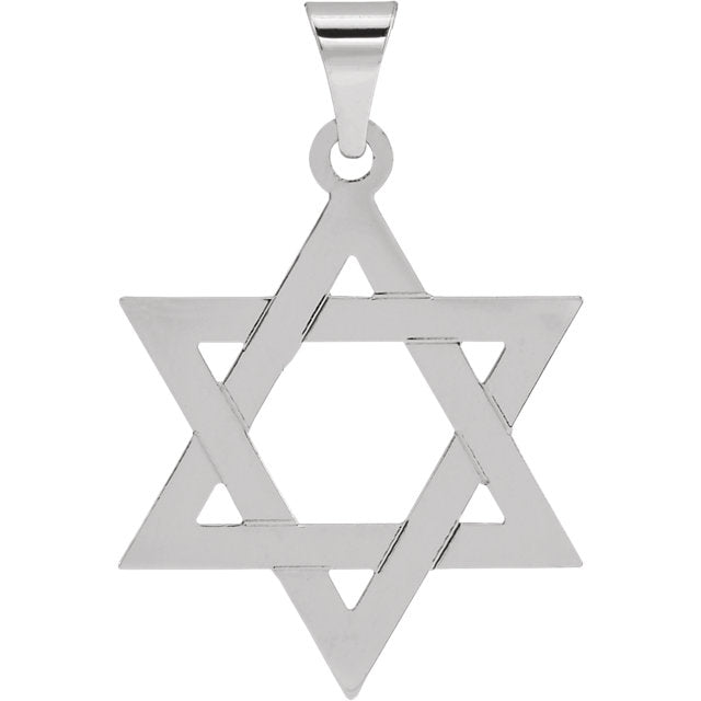 14K White 25x19 mm Star of David Pendant