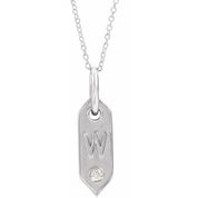 14K White .05 CT Natural Diamond Initial W 16-18" Necklace