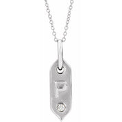 14K White .05 CT Natural Diamond Initial P 16-18" Necklace