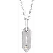 14K White .05 CT Natural Diamond Initial I 16-18" Necklace