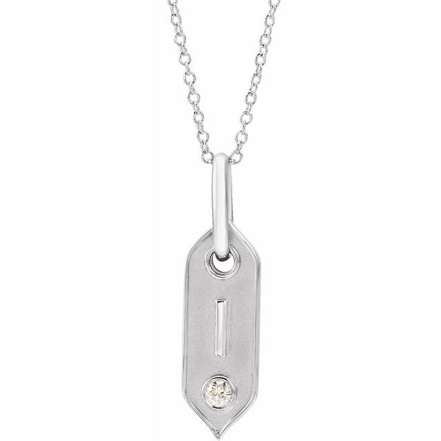 14K White .05 CT Natural Diamond Initial I 16-18" Necklace