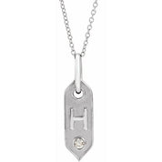 14K White .05 CT Natural Diamond Initial H 16-18" Necklace