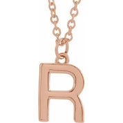 18K Rose Gold-Plated Sterling Silver Initial R  Dangle 16" Necklace