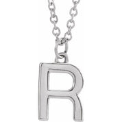 Sterling Silver Initial R Dangle 18" Necklace