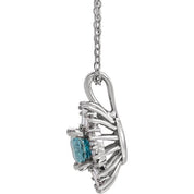 14K White Natural Aquamarine & 1/3 CTW Natural Diamond 16-18" Necklace