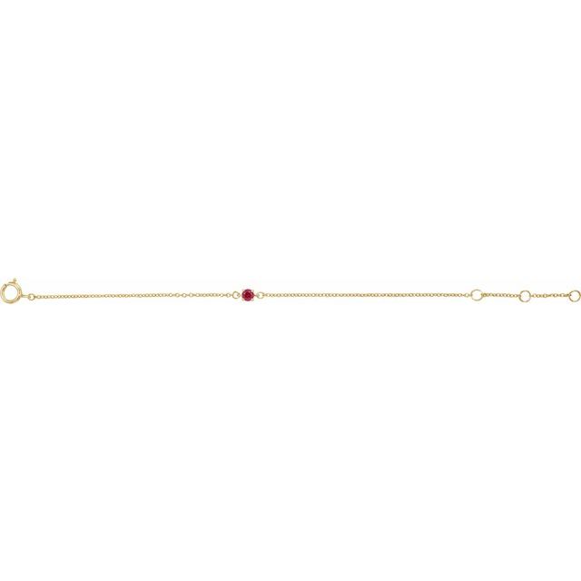 14K Yellow Imitation Ruby Youth Birthstone 4 1/2-5 1/2" Bracelet