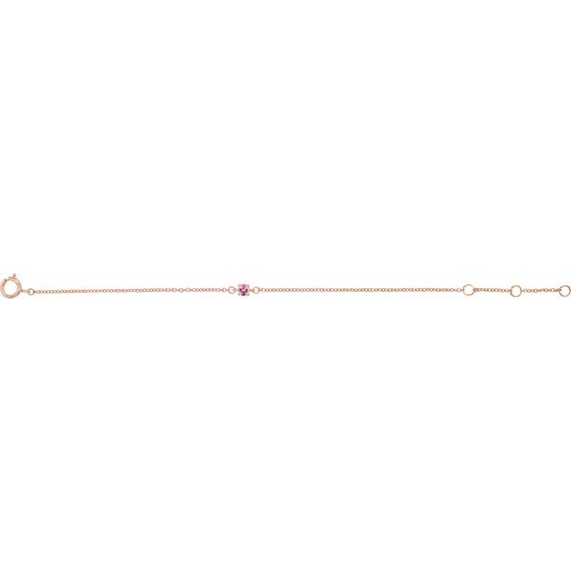 14K Rose Imitation Pink Tourmaline Youth Birthstone 4 1/2-5 1/2" Bracelet