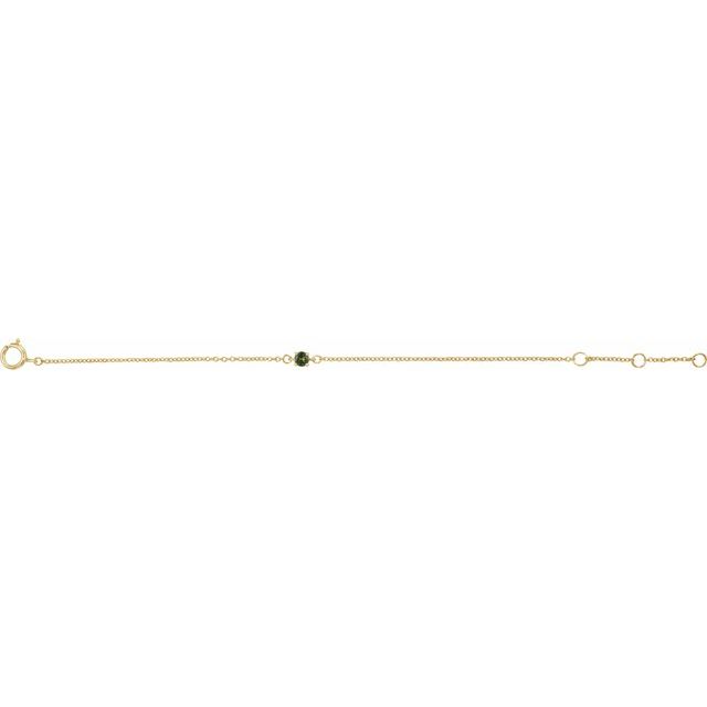 14K Yellow Imitation Peridot Youth Birthstone 4 1/2-5 1/2" Bracelet