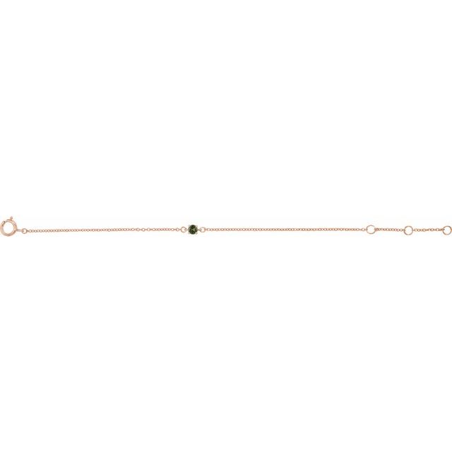 14K Rose Imitation Peridot Youth Birthstone 4 1/2-5 1/2" Bracelet