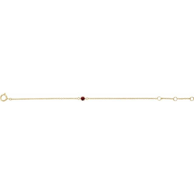 14K Yellow Imitation Mozambique Garnet Youth Birthstone 4 1/2-5 1/2" Bracelet