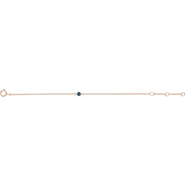 14K Rose Imitation Blue Zircon Youth Birthstone 4 1/2-5 1/2" Bracelet