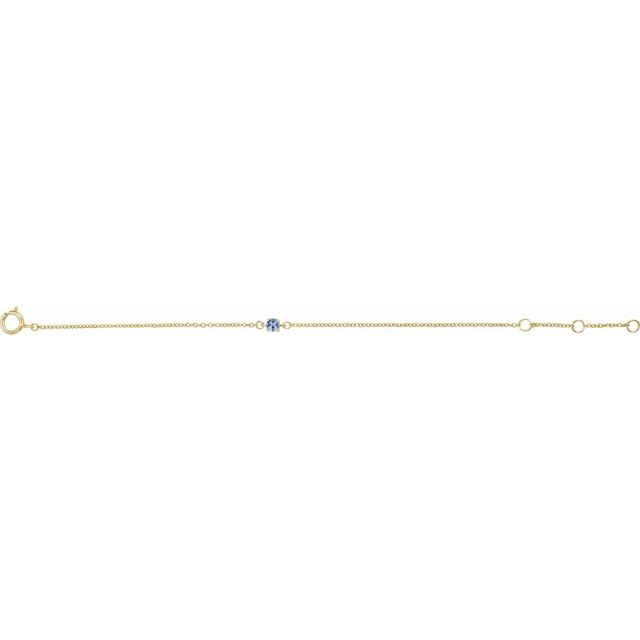 14K Yellow Imitation Aquamarine Youth Birthstone 4 1/2-5 1/2" Bracelet