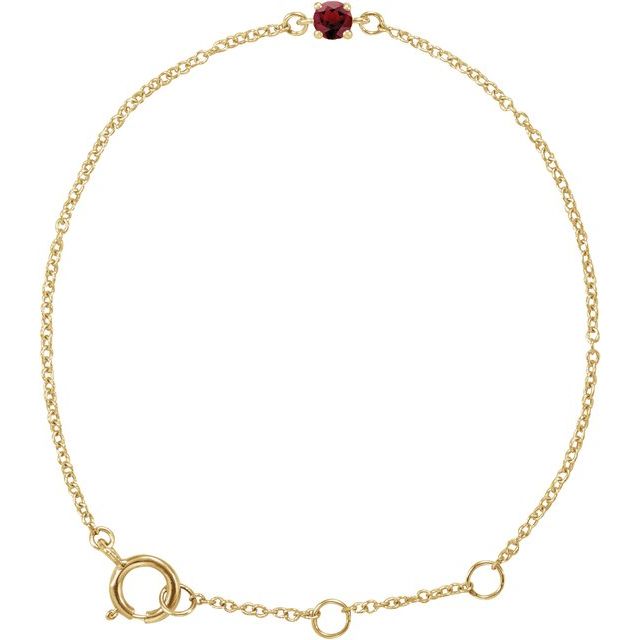 14K Yellow Imitation Mozambique Garnet Youth Birthstone 4 1/2-5 1/2" Bracelet