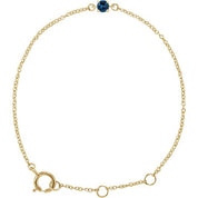 14K Yellow Imitation Blue Sapphire Youth Birthstone 4 1/2-5 1/2" Bracelet