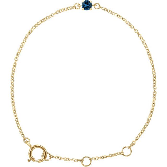 14K Yellow Imitation Blue Sapphire Youth Birthstone 4 1/2-5 1/2" Bracelet