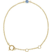 14K Yellow Imitation Aquamarine Youth Birthstone 4 1/2-5 1/2" Bracelet