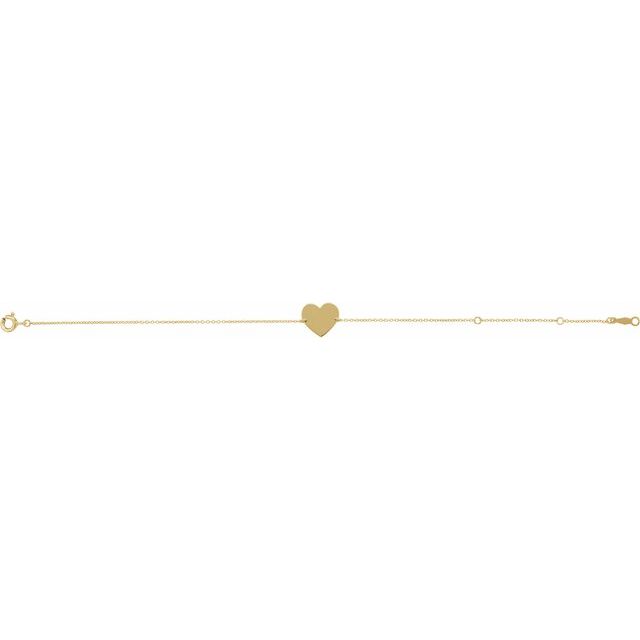 18K Yellow Gold-Plated Sterling Silver Engravable Heart 7-8" Bracelet