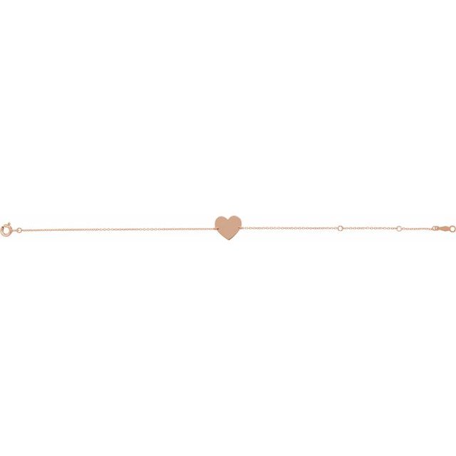 18K Rose Gold-Plated Sterling Silver Engravable Heart 7-8" Bracelet